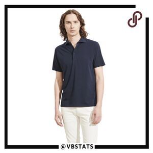 Patrick Assaraf Men's Short Sleeve Iconic Pima Stretch Polo Shirt Midnight XL